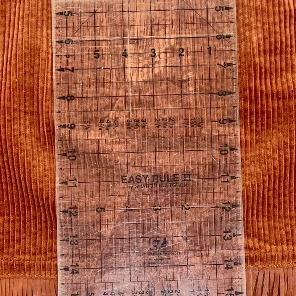 Sanctuary denim burnt orange corduroy skirt w/ added  leather fringe - size 6 - Picture 10 of 11